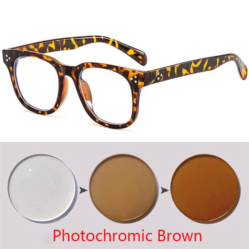 -1 -1.5 -2 -2.5 -3 -3.5 -4 -4.5 -5.0 -5.5 -6.0 Classic Rivets Myopia Eyeglasses With Degree Women Men Black Leopard Frame Glasses