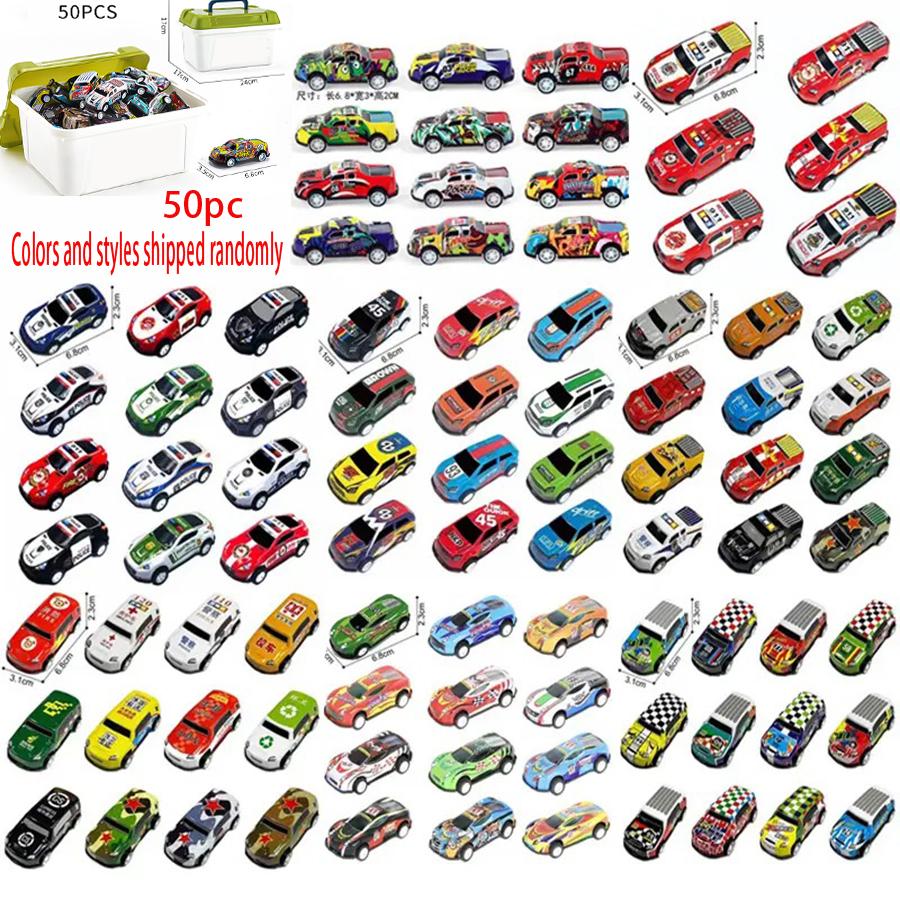 50/60pcs Mini Alloy Car Model Set with Storage Box Die Cast Car Toy Sliding Racing Model Inertial Car Storage Box Set Child