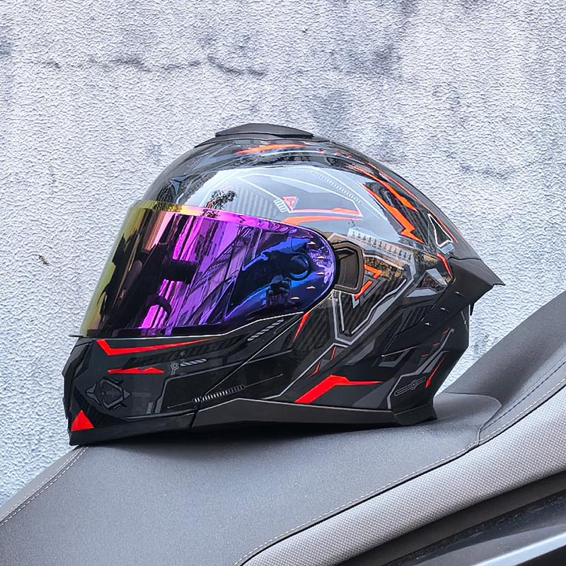 LVS motorcycle off-road helmet racing double lens flip open helmet DOT