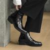 Fashion Lacquer Black men's boots Fashionable and personalized thick bottom style Trendy Party  youth leather shoes plus size -46 Hot