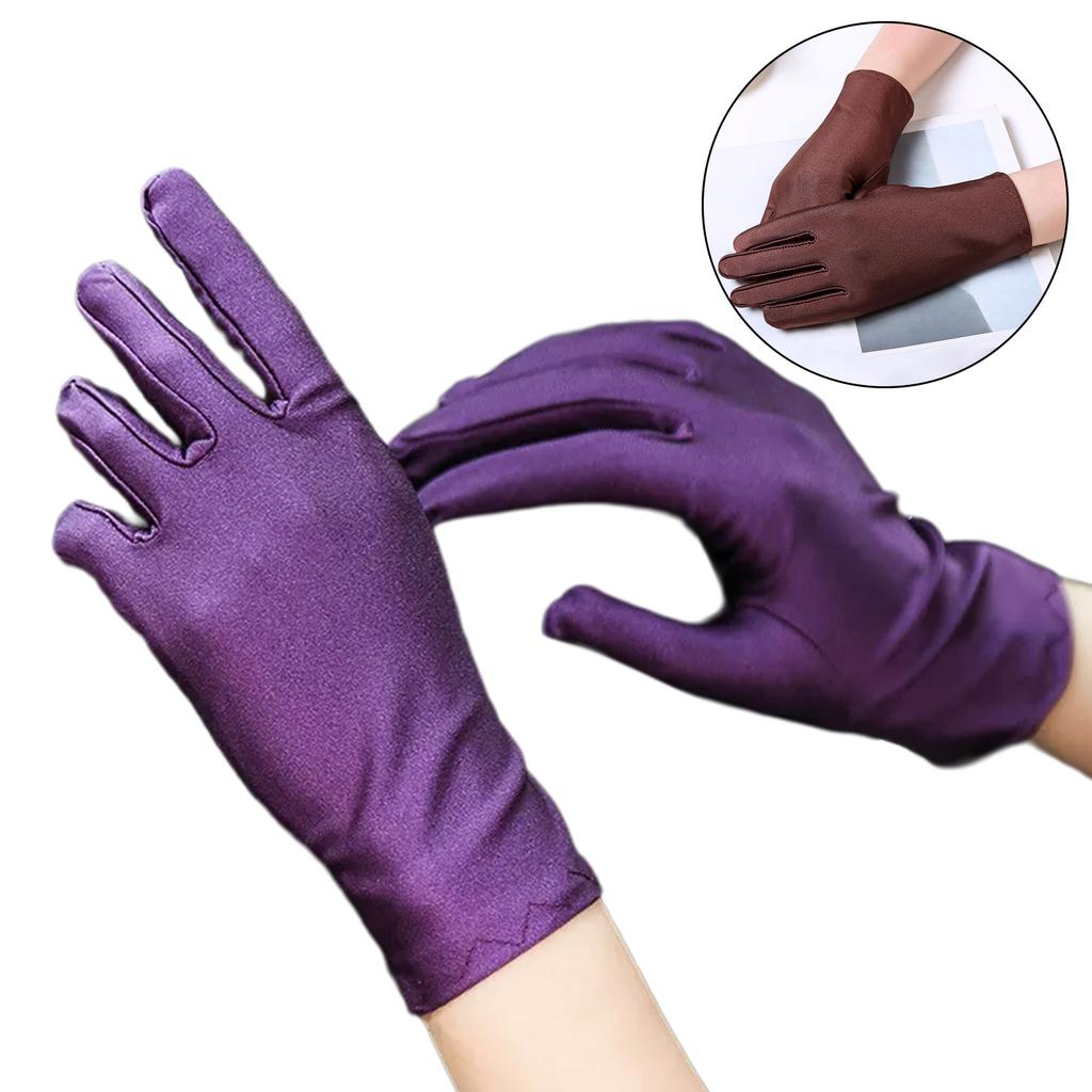 1pair Luxurious Display Gloves Elegant Brown Ceremony Mittens Sunscreen Mittens for Ceremonial Etiquette