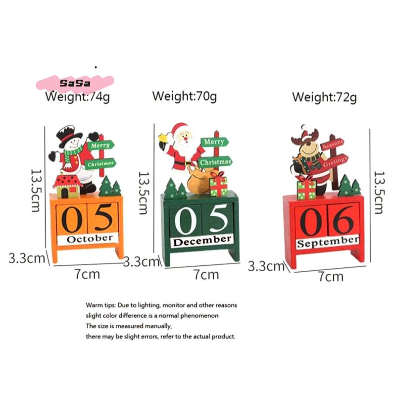 S-1Pc DIY Santa Snowman Wooden Christmas Countdown Calendar Tabletop Ornaments Xmas Gifts For Kids Holiday Home Decor