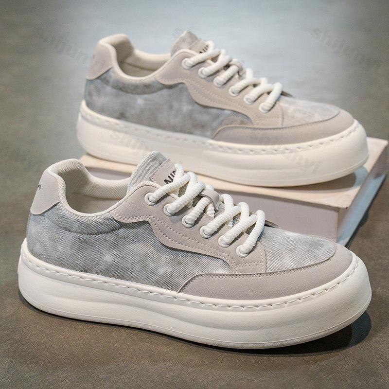 

Модная мужская повседневная парусиновая обувь с низкой посадкой и толстой подошвой 2025 Осень Новый модный тренд Универсальная удобная нишевая дизайнерская обувь на платформе 39 серый