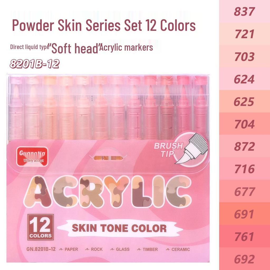 Guangna 8101 Soft Tip Acrylic Marker Set - 288 Colors for DIY, Graffiti, Body Painting & Art Projects
