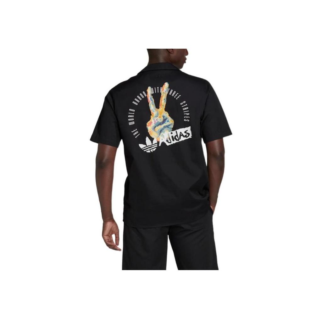 Adidas Originals Trefoil Solid Logo Sports Short Sleeve Shirt Men Tops Black HT1654