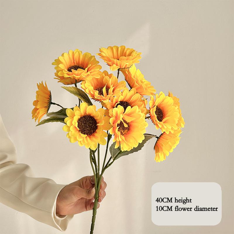 Sunflower Artificial Flower Bouquet Silk Fake Flowers for Indoor Decor in Living Room Office Bedroom Floor - standing Stylish