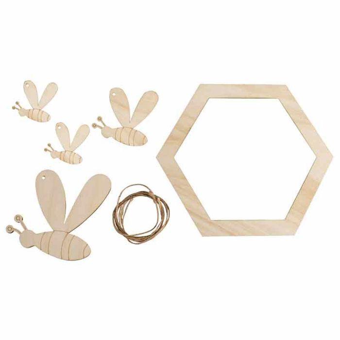 Wooden Silhouettes 20 X 17.3 Cm - Bees and Nest