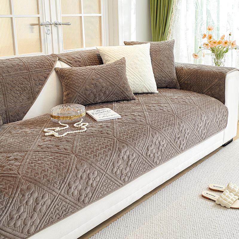 1pc Solid Color Sofa Towel Non-slip Anti-cat Scratches Sofa Mat Cover Four Season Universal Couch Cushion Cover for Living Room