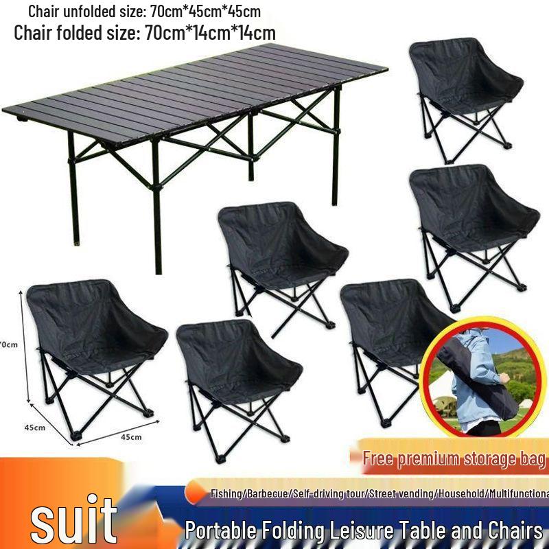 Portable Outdoor Folding Chair & Table Set with Backrest for Camping & Home Use