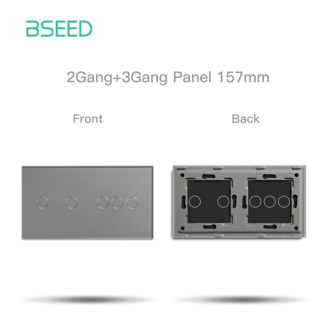 BSEED 1/2/3Gang Touch Light Switches Dimmers 1/2/3Way Function Parts Glass Front Panels EU Standard DIY Spare Parts Only Gray