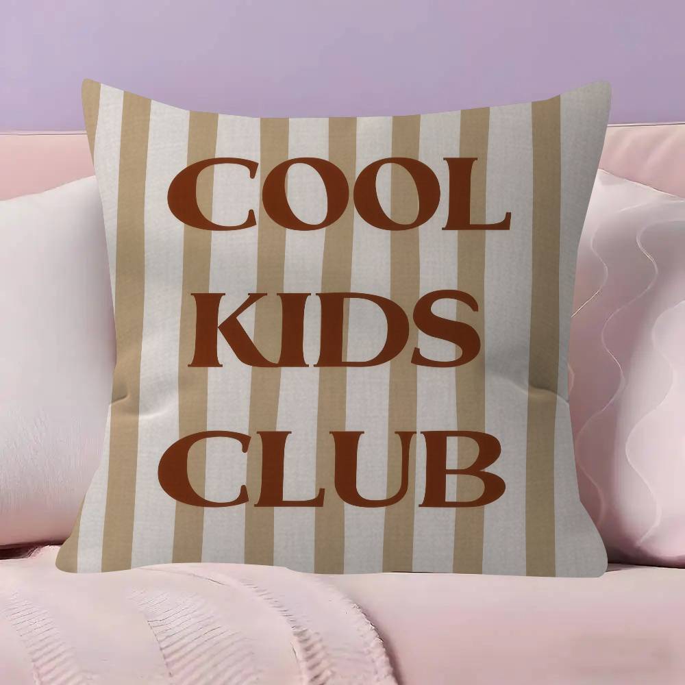 Modern Cartoon Cool Kids Club Cushion Cover Inches Farmhouse Decor Home Throw Pillow Covers for Couch Decorations