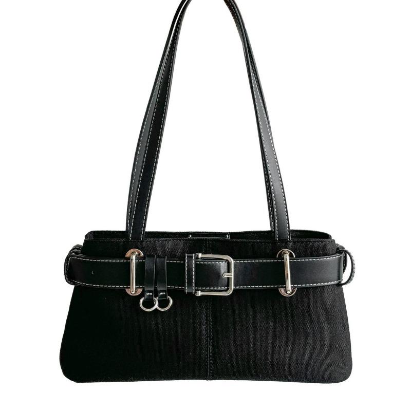 Underarm Bag Canvas Niche Belt Splicing Design Trendy New Small Square Bag Women's Shoulder Bag