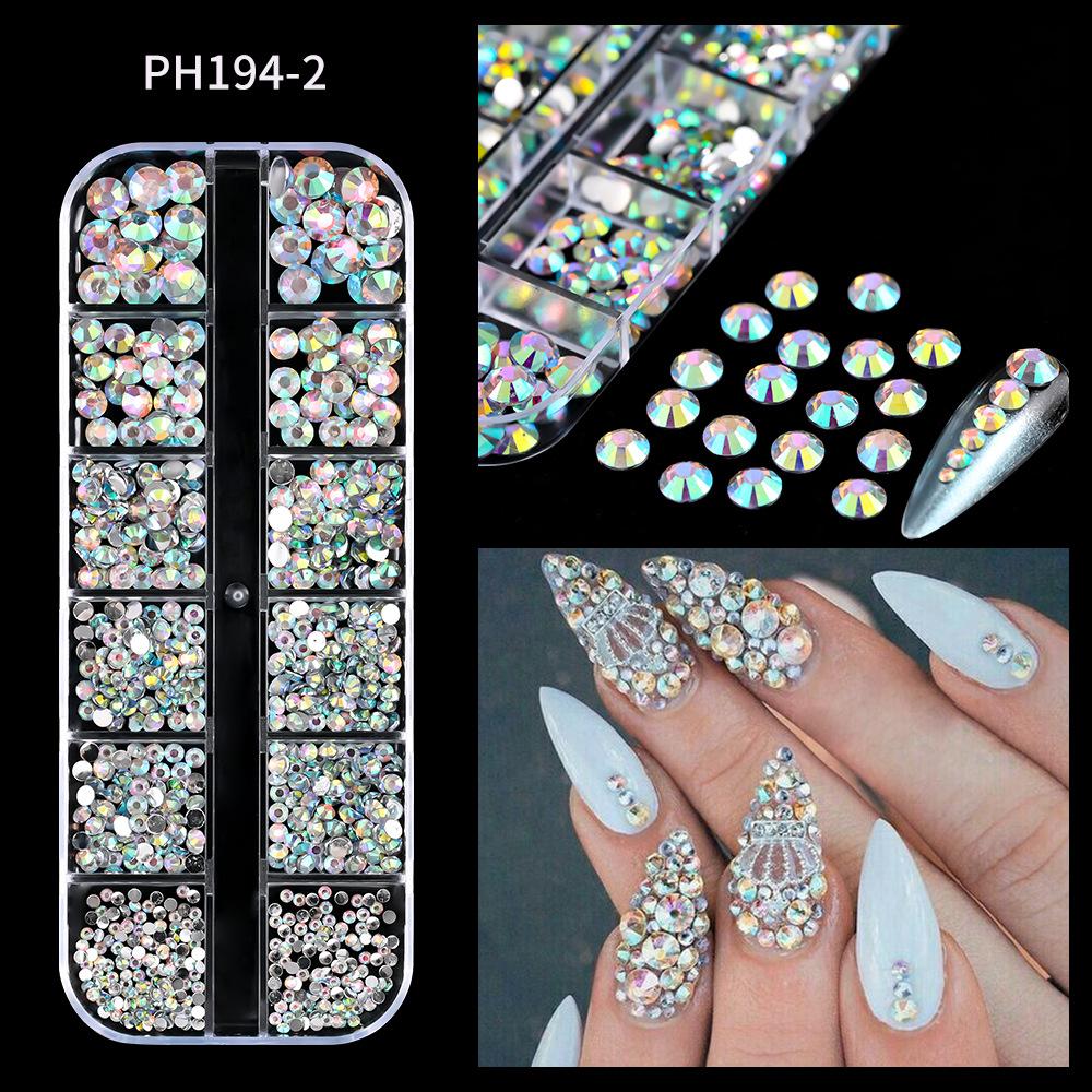 14pcs Resin Rhinestones Colorful Transparent Assorted Sizes Mixed Mini Gems Nail Art DIY Accessories