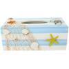 1pcs Wooden Tissue Box Holder Mediterranean Style Compact Napkin Storage Case For Living Room Bedroom Office Desktop Tissue