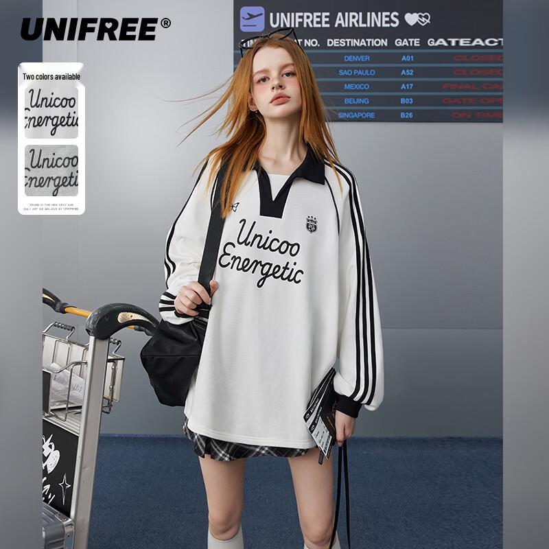 

UNIFREE Polo Collar American Retro Colorblock Sweatshirt S