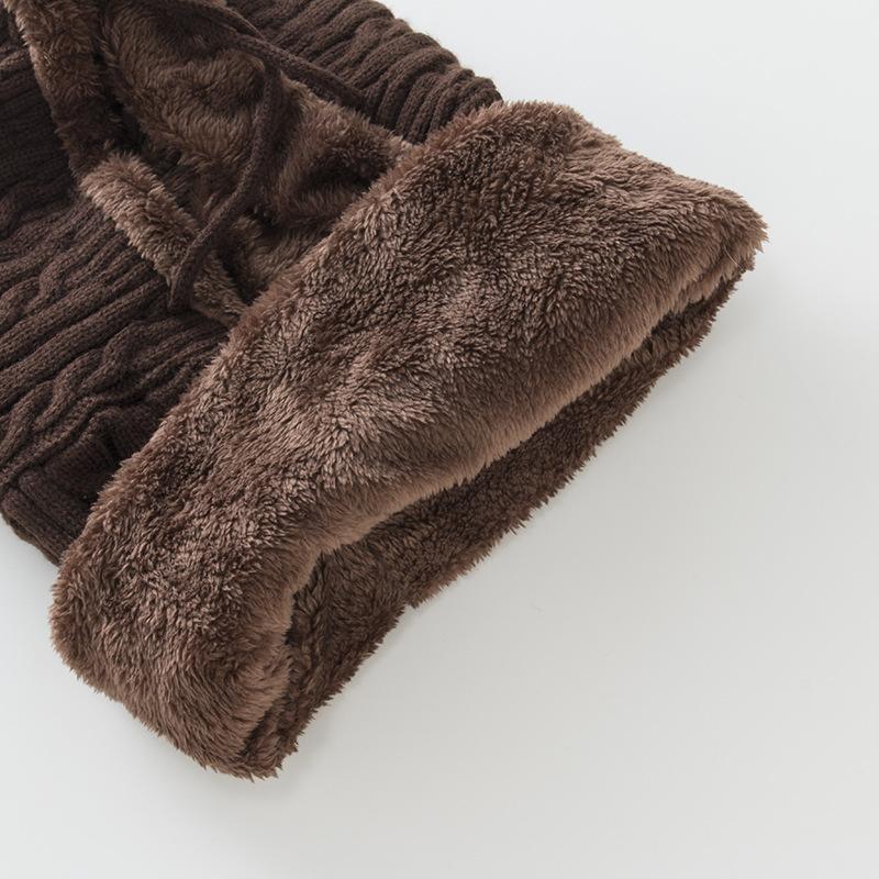 Pull tricoté en peluche pour femmes, pâte frite torsadée, écharpe une pièce, chapeaux d'oreilles en laine, hiver