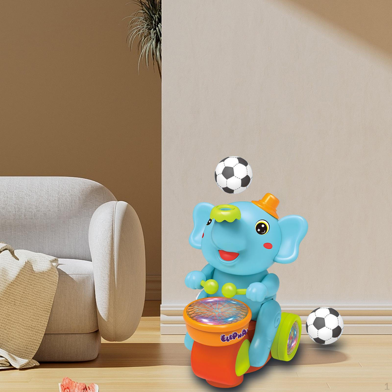 -Musician Toys for Kids, Baby Drum Set with Music And , Running Playing 2 Balls, Electric