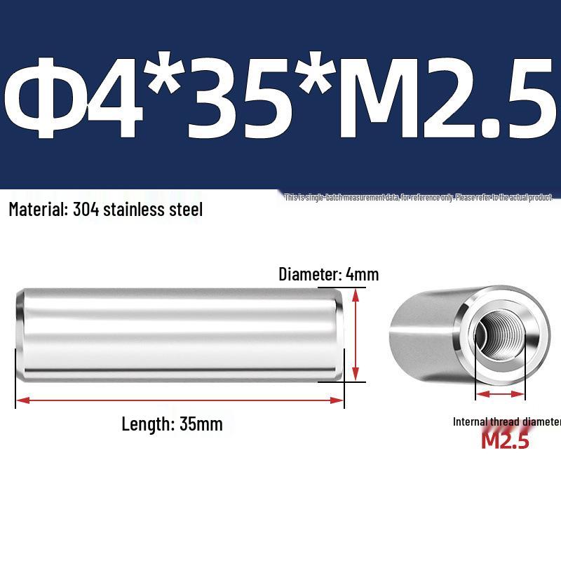 Pin Cilindric din Oțel Inoxidabil 304 cu Filet Interior M4/M6/M8 și Orificiu - Coloană de Suport și Ghidare