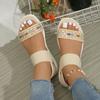 Women's New Casual Sports Style Sandals with Thick Sole and Flat Heel, Color Blocked Fly Woven Fish Mouth Sandals