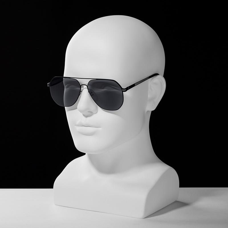 Men's Fashion Aviator Sunglasses - Large Metal Frame, Anti-UV, Double Bridge