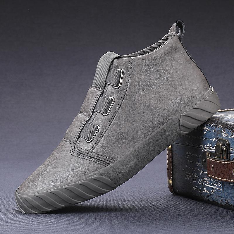Men's Shoes High Top Shoes Men's Spring Casual Shoes, Retro Versatile Trendy Shoes Leather Shoes