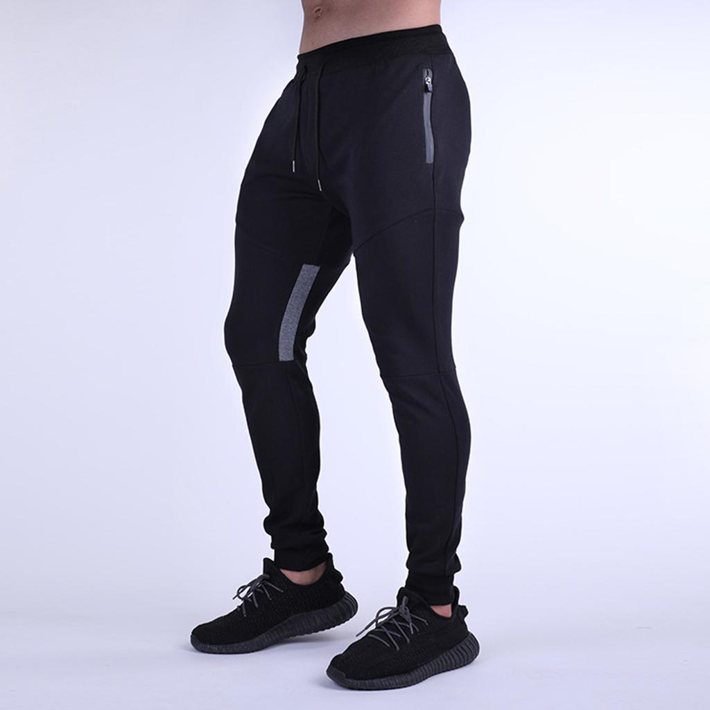 Men's Joggers Workout Pants Casual Slim Fit Tapered Pant Gym Athletic Running Sweatpants With Zippers Pockets