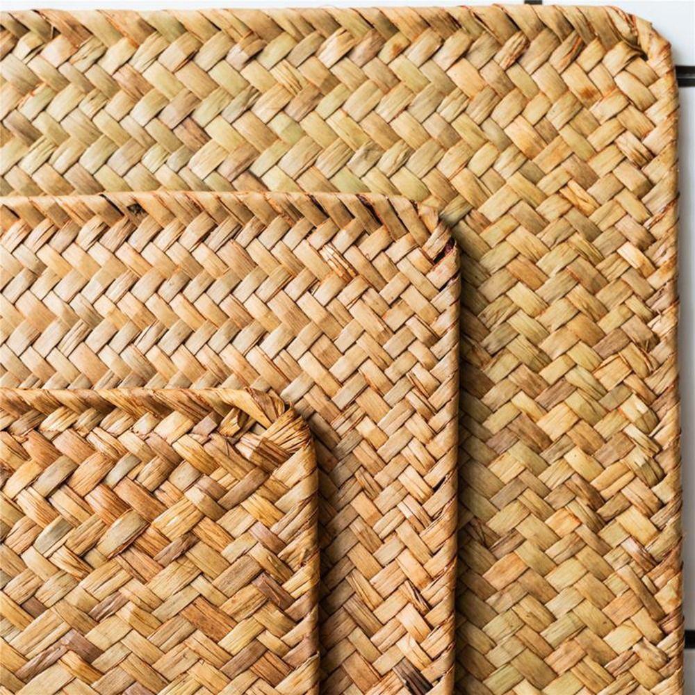 Naturlig Vevd Rattan Innendørs Bordbrikker Rektangulære Duker Holdbare Bordmatter Kjøkkenutstyr