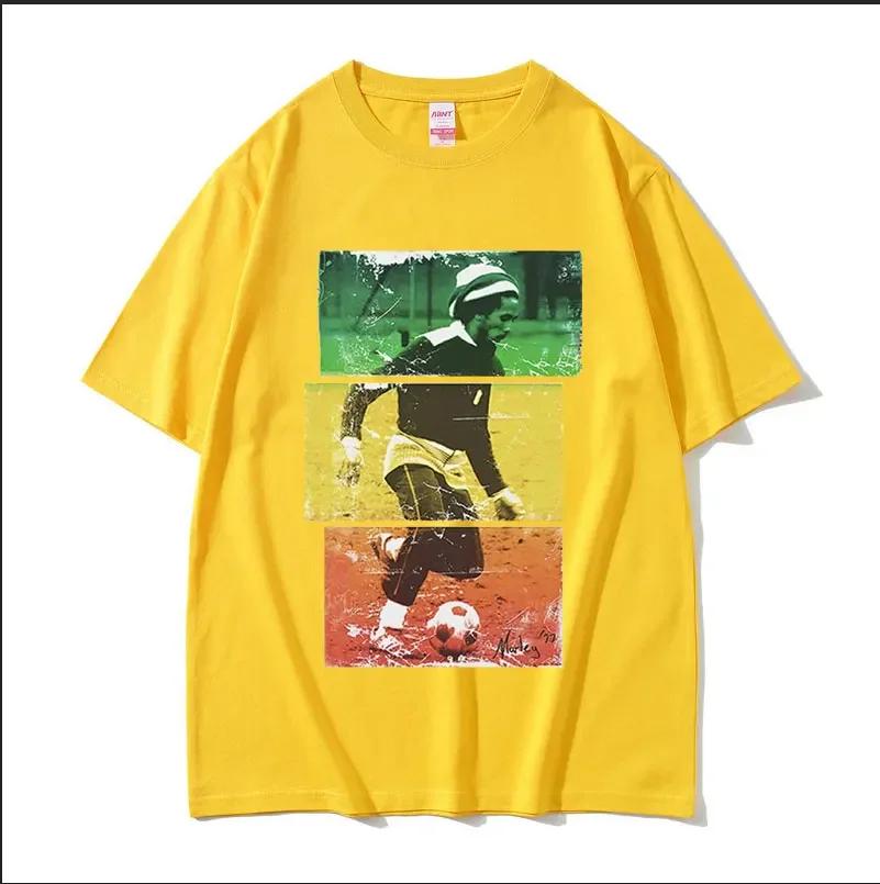 Reggae Bob Marley Football Graphic Tshirt Unisexs Retro Fashion High Quality Tshirts Hip Hop Oversized Cotton T Shirt Streetwear