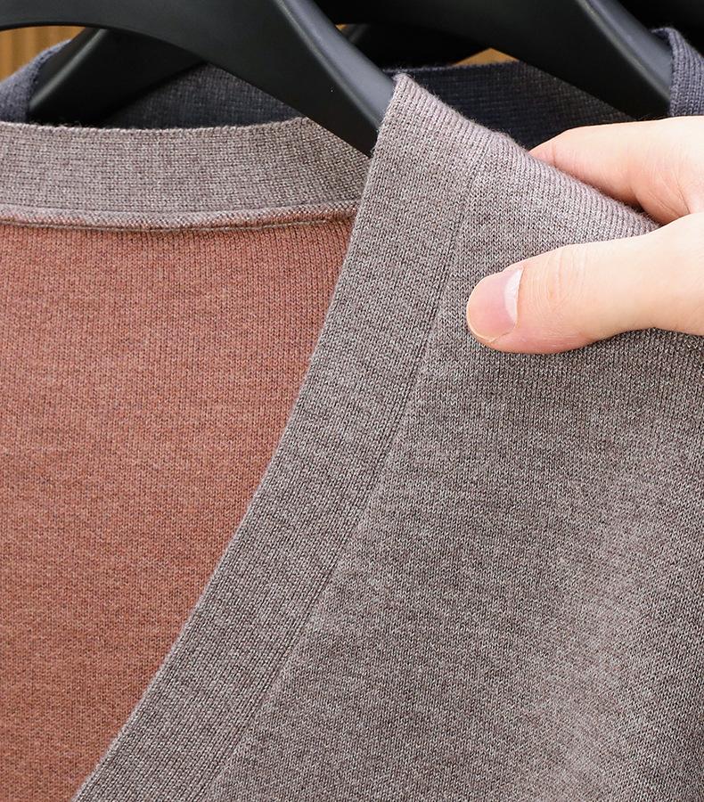 Men's Thick Wool V-Neck Cardigan for Autumn/Winter - Ideal for Middle-Aged/Elderly
