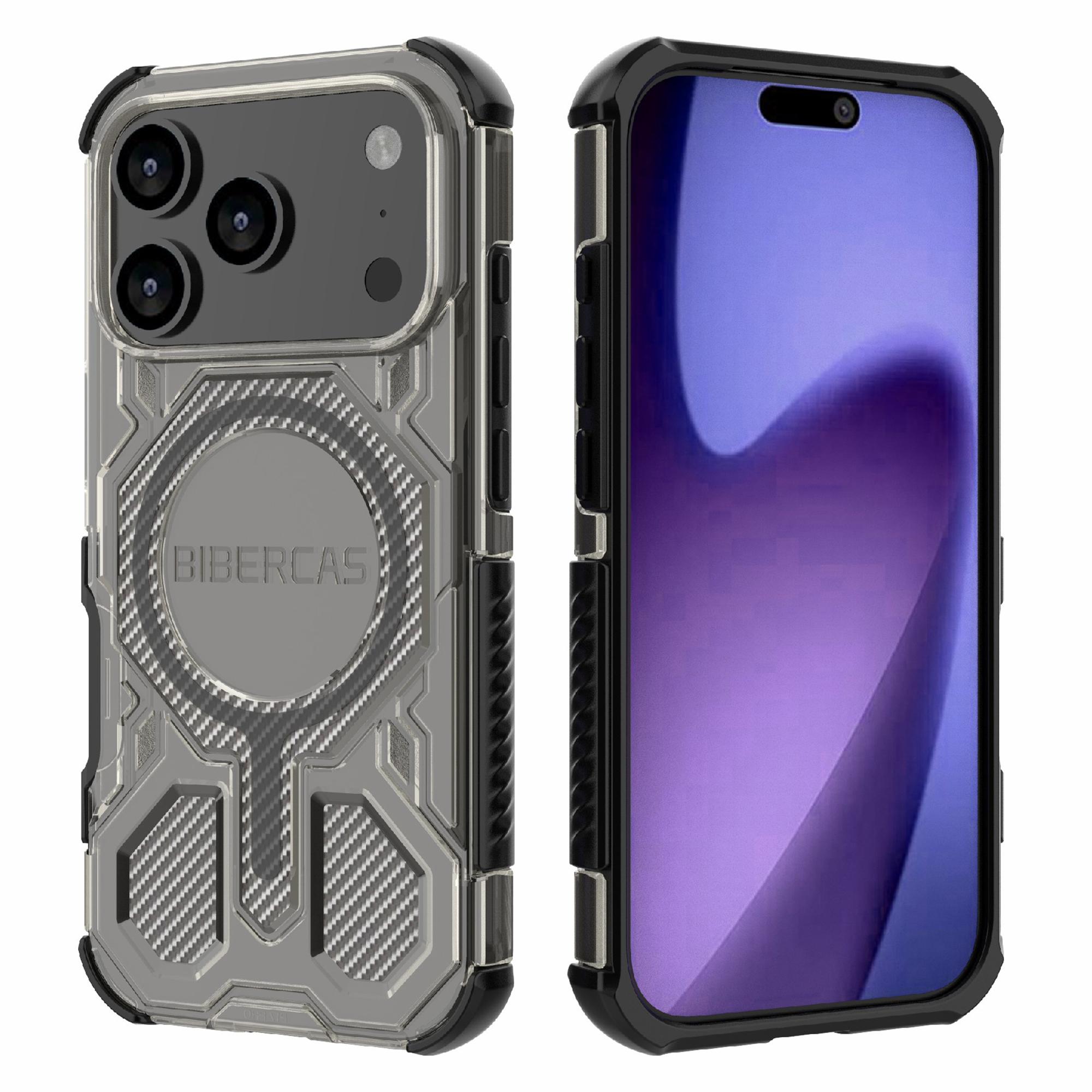 

BIBERCAS J-16 Transparent Series For iPhone 17 Pro Case Compatible with MagSafe TPU+PC Phone Cover Black