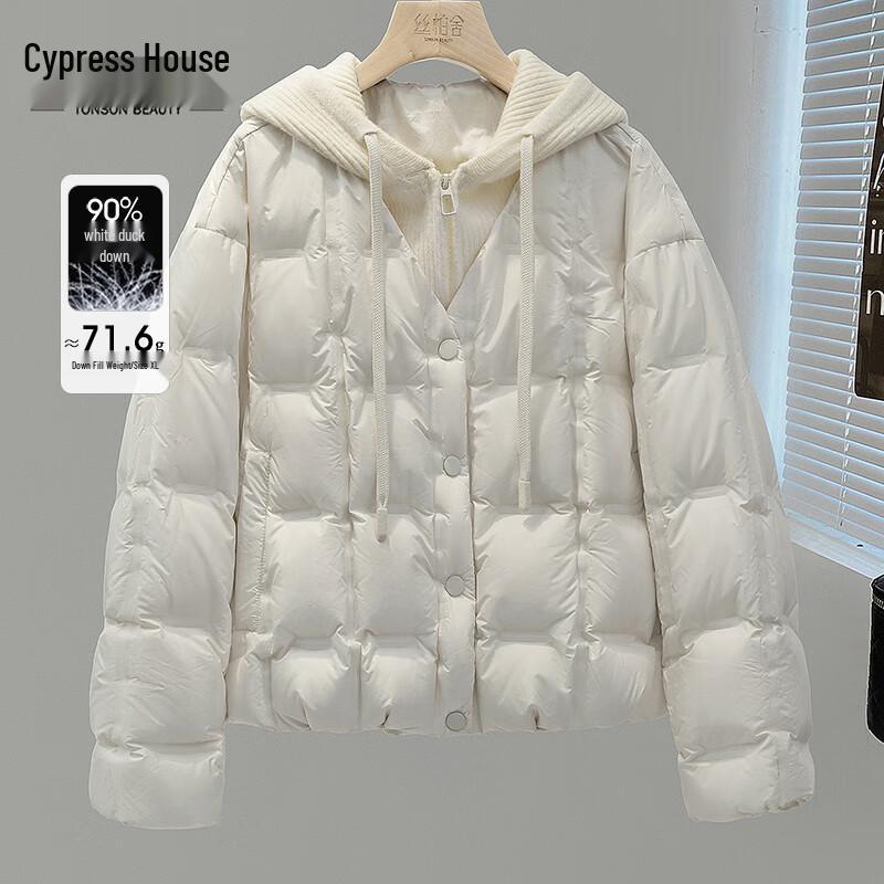 

Sibaishe Women s 90% Down Faux Two-Piece Hooded Jacket L