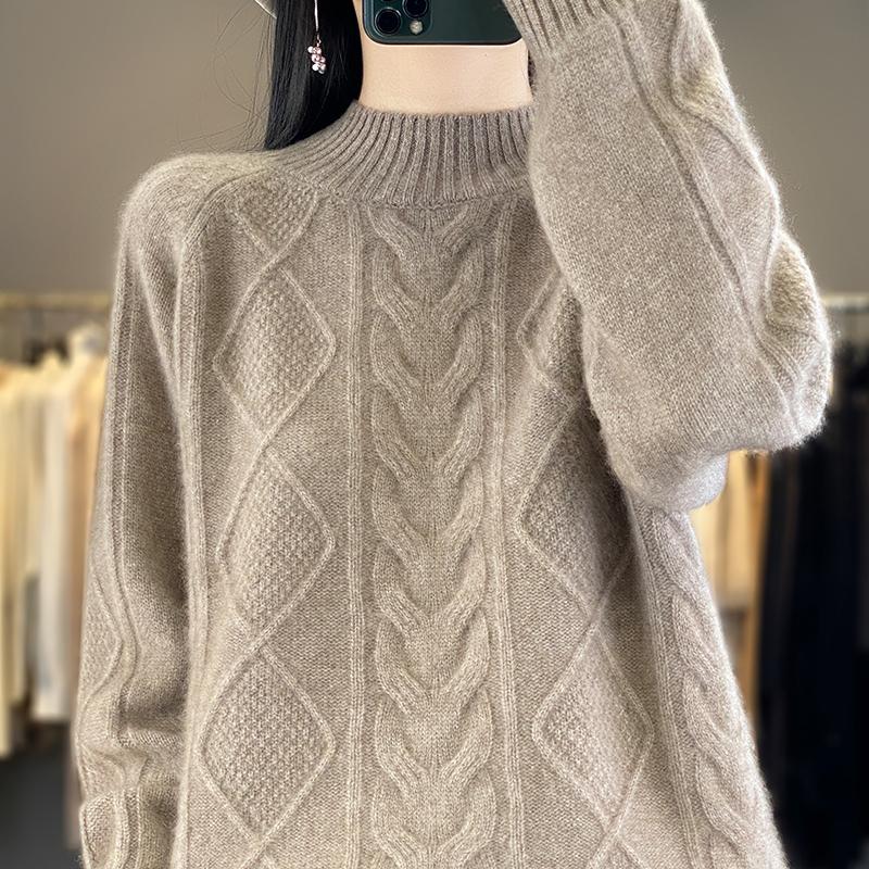 Women's Cashmere Sweater Qinghe Cashmere 30% Cashmere 70% Wool Women's Autumn and Winter Cashmere Pullover Soft and Warm