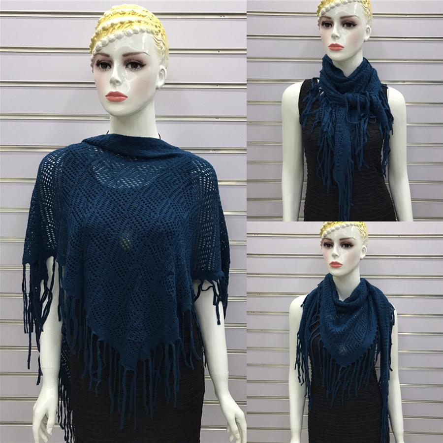 Autumn New Solid Color Triangle Fringe Wool Scarf Knitted Shawl Triangular Scarf Wrap