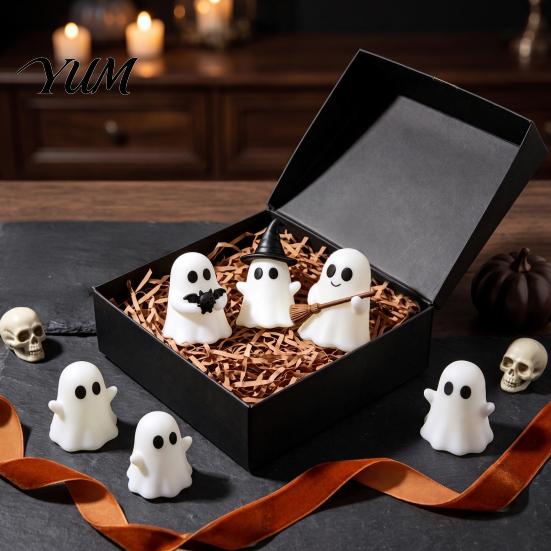 Cute Party Favors for Kids Halloween Luminous Mini Ghost Figurines, Glow In The Dark Decorative Miniatures Miniature Statue Micro Landscape,