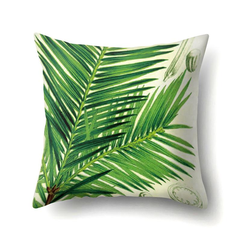 Polyester Pillowcase Nordic Ins Style Plant Flower Print Peach Leather Velvet Pillowcase Car Waist Cushion Cover