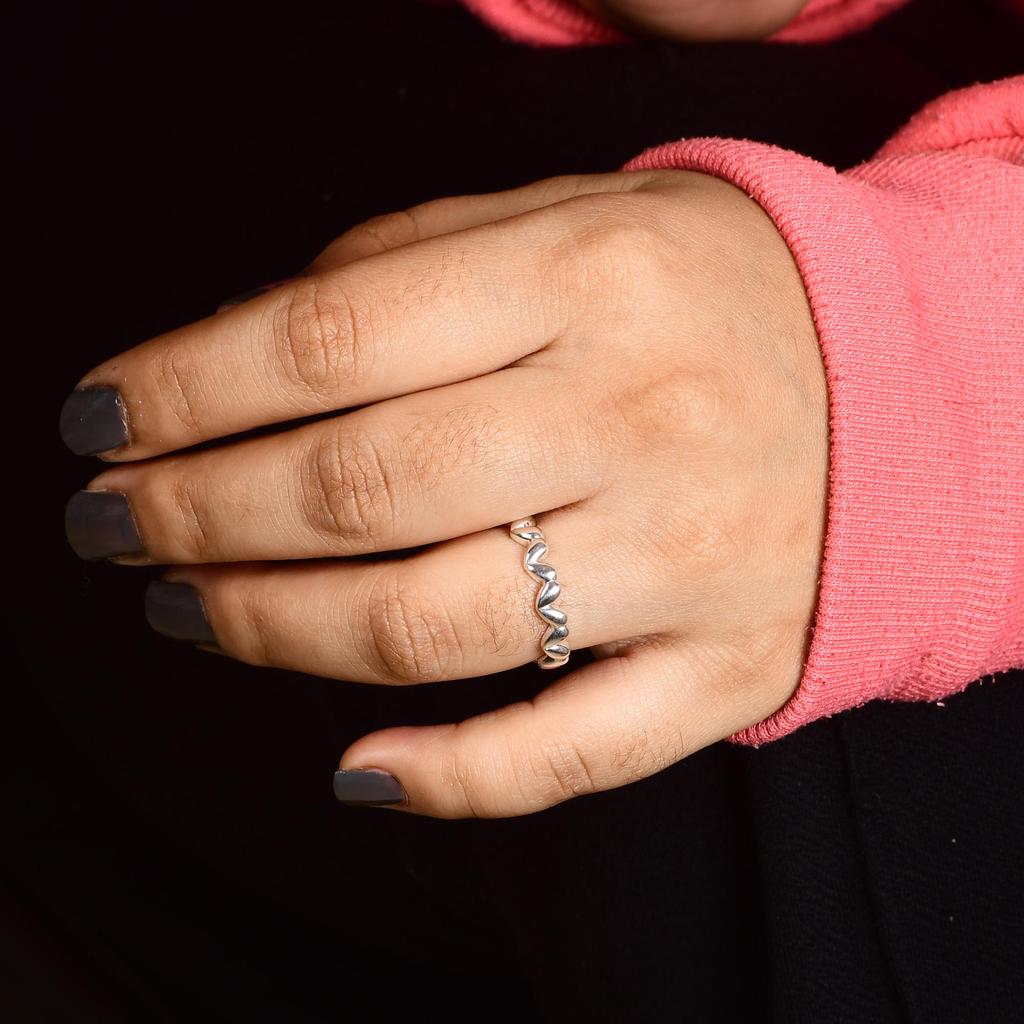 Dainty Heart Band Ring, 925 Silver Love Ring, Minimal Wedding or Promise Band, Everyday Stackable Ring.