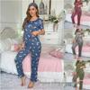Popular Women's European-American Print Pajama Set - Stylish Two-piece Long Pants Casual Loungewear