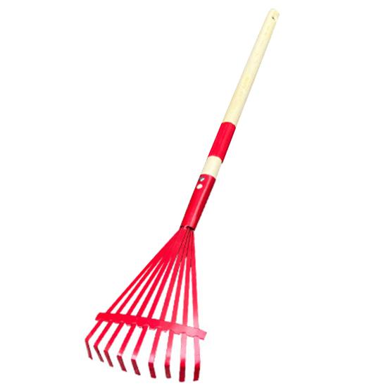 Kids Rake with Hardwood Handle Vibrant Color Head Lightweight Child Size Garden Lawn Rake for Leaves