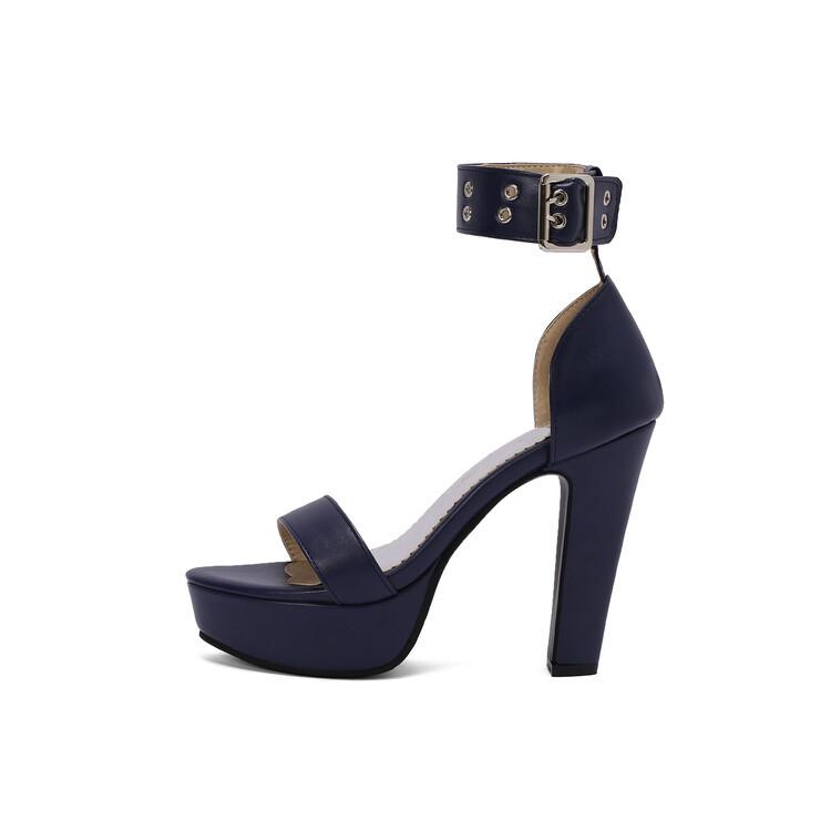 

Взуття літнє слово з водним рівнем босоніжки на високих підборах сумка каблук великого розміру вітер жіноче взуття 338-32 39 синій