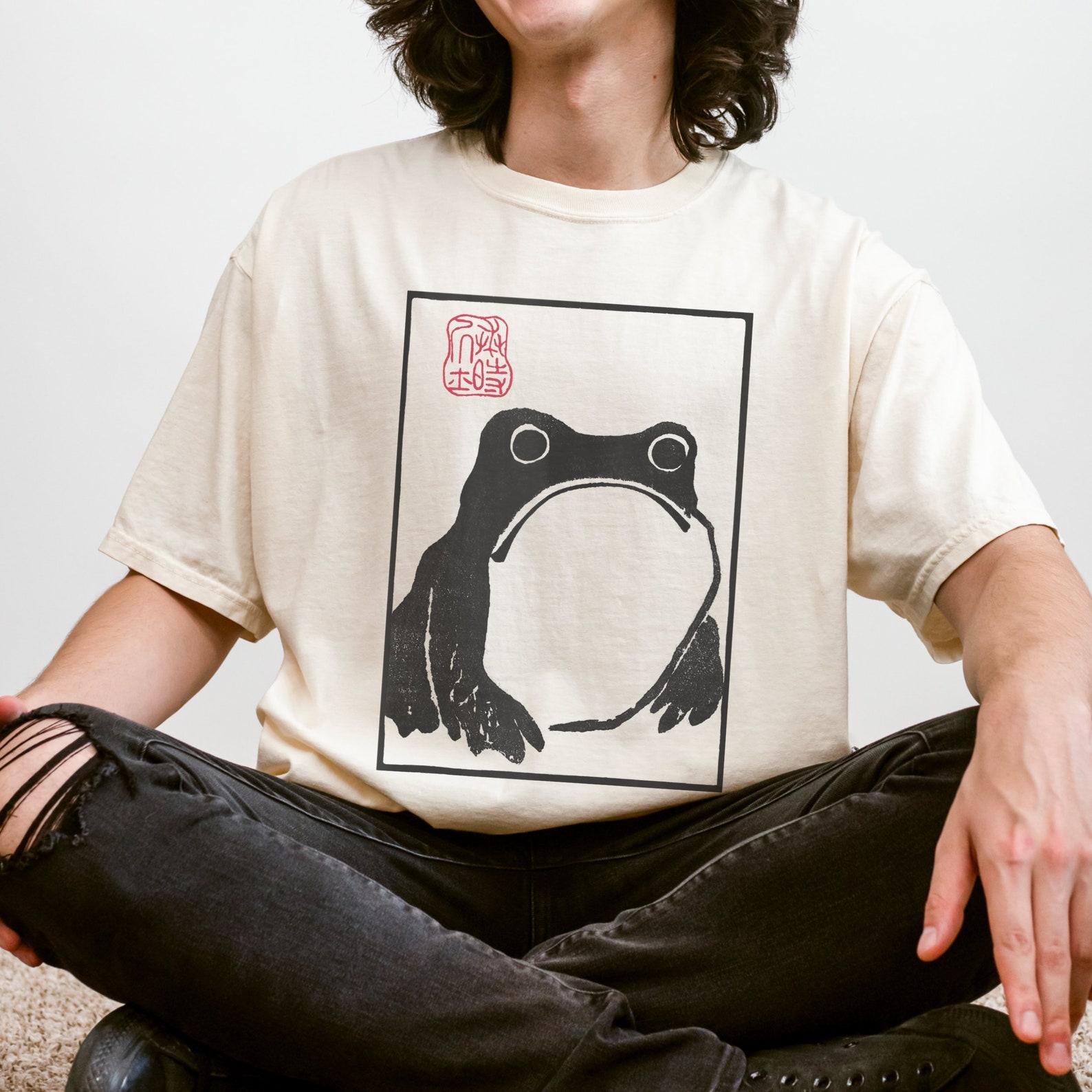 Ukiyo-e Frog T-Shirt: Organic Cotton Japanese Art Tee 2XL