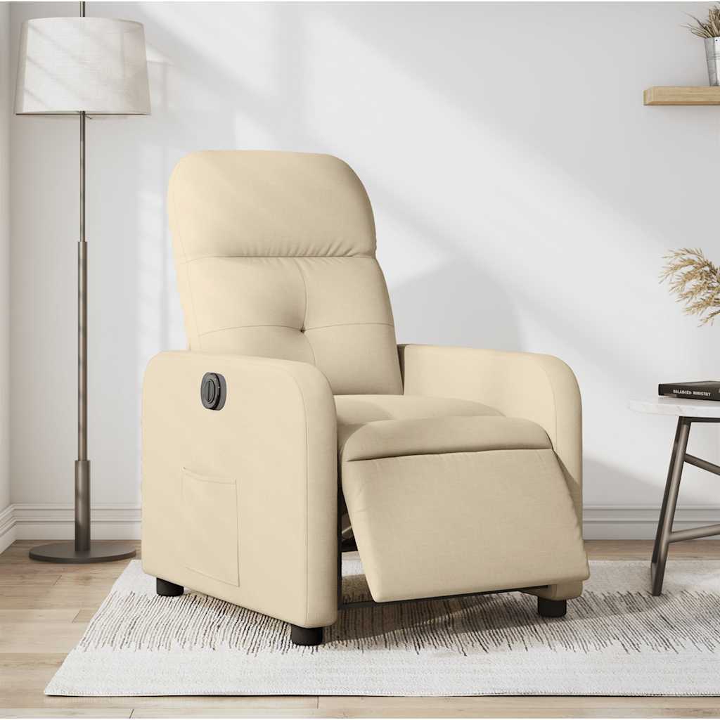 Vidaxl Electric Recliner, Cream, Fabric Upholstered