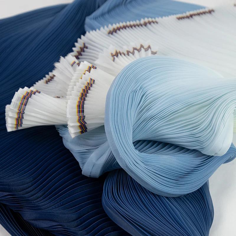 

100x140cm Gradient Color Pleated Mesh Fabric By The Meter Soft Pleat Fabrics for Sewing Dress DIY Shape Background Designer stretch 300x140cm
