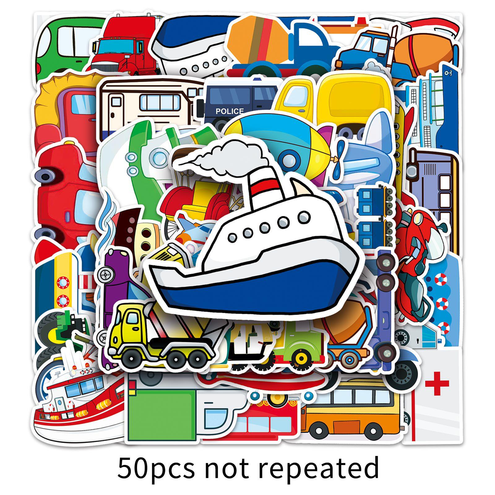 

50PCS Transportation Vehicle Stickers for Luggage, Laptop, Car, and Decoration