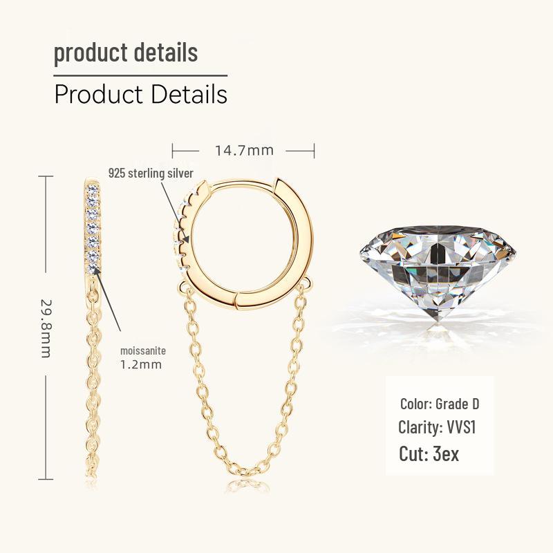 

Серьги-кисточки из муассанита: S925 Стерлинговое Серебро Высококлассная Модная Бижутерия 0.056 carat + 0.056 carat золотой