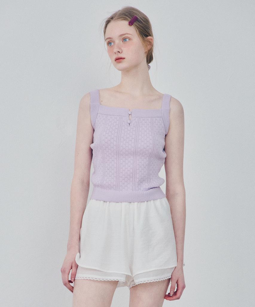 HANE Punched Wrap Button Sleeveless Knit_Lavender