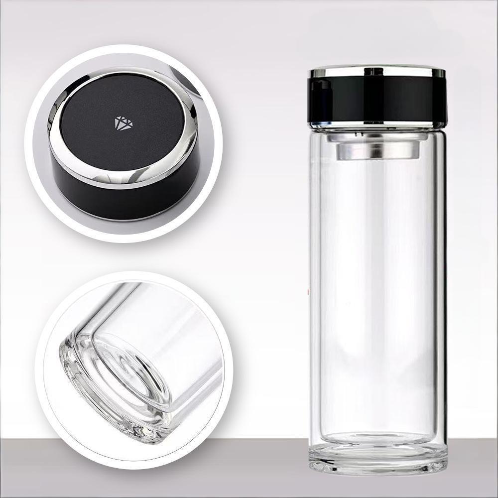 Wanda Hochborosilikat Doppelwandige Glas Teetasse mit Schraubverschluss und individuellem Logo