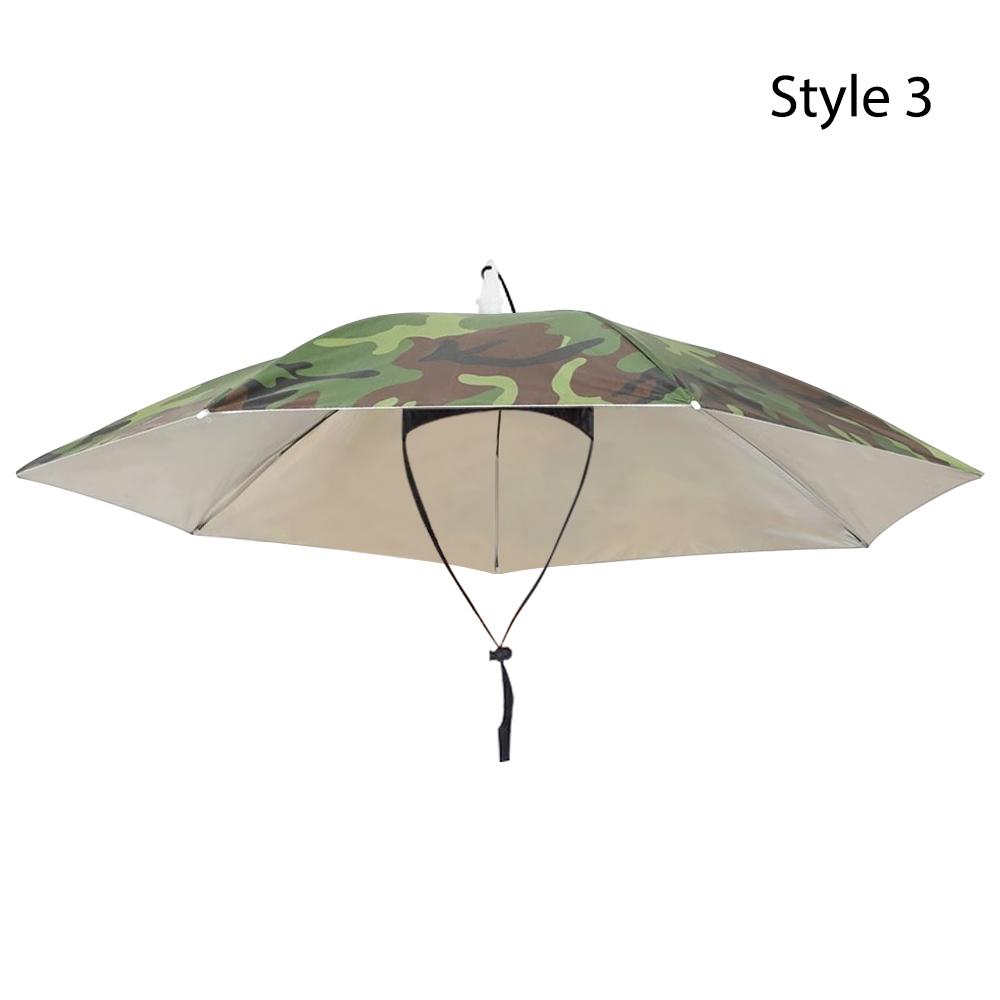 Double-layer Windproof Umbrella Cap Waterproof Head Umbrella Hat Outdoor Rain Gear  Hiking