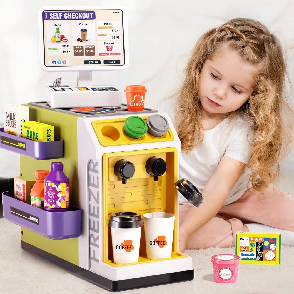 Water Outlet Simulation Coffee Machine Toy Mini Supermarket Shopping Platform Toy  Children's Play