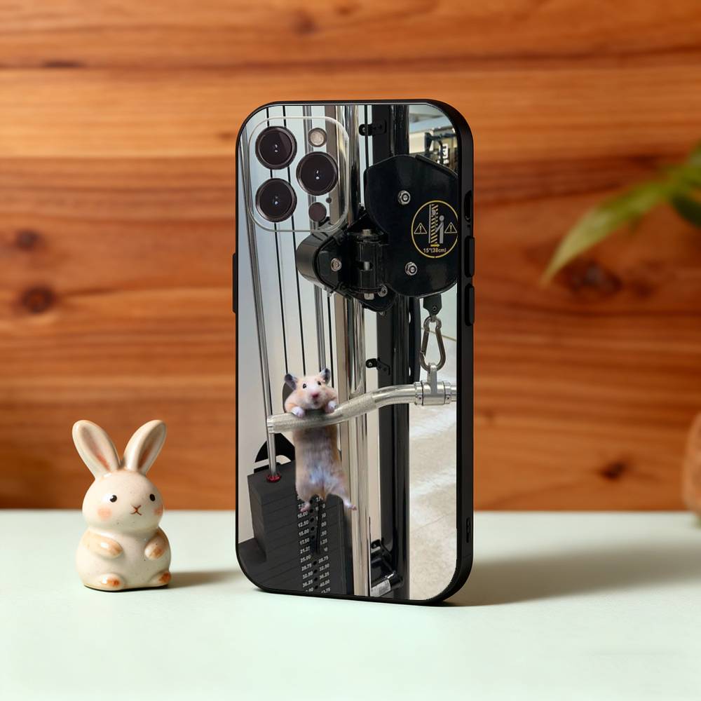 

Cute G-Gym H-Hamster Phone Case For iPhone17,16,15,14,13,12,Plus,Pro Max, 5G Others Soft Black Cover iPhone12PROMAX