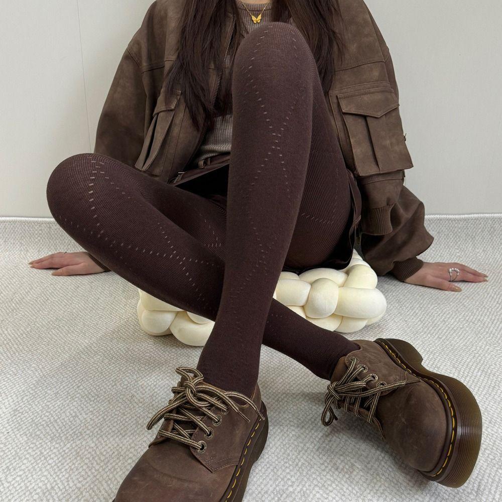 Slim Fit Knitted Jacquard Pantyhose Keep Warm Tights New Leggings  Women